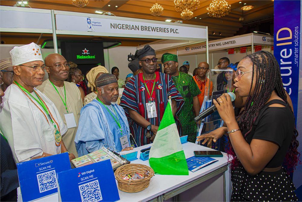Exhibitor booth with Made-in-Nigeria product presentation