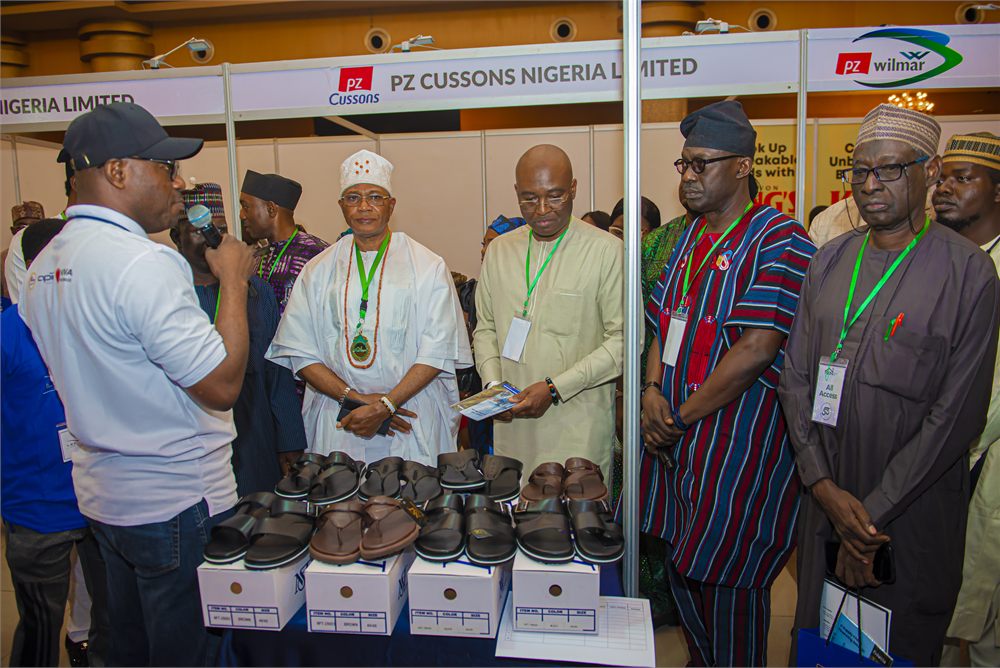 Footwear exhibitor showcasing locally manufactured products